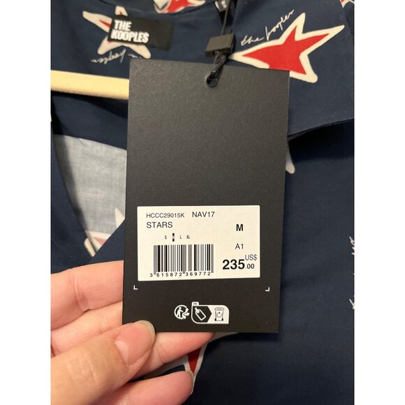 The Kooples Stars Navy Short Sleeve Button-Up Shirt Mens M 100% Viscose Casual C - Picture 3 of 5